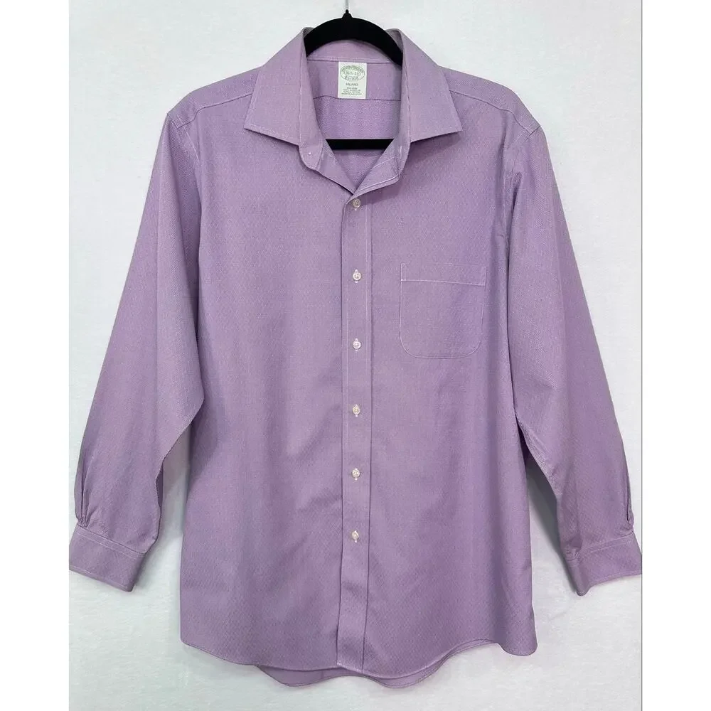 Brooks Brothers Milano Purple Supima Cotton Slim Fit Dress Shirt 16.5 33